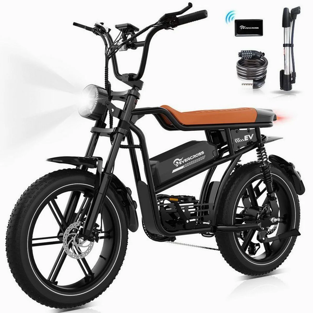 0-38461ddcb4ec8cd4.webp EVERCROSS TECH EK30 E-Bike, 48V 15AH Akku, 20" x 4,0" Reifen, 7-Gang Shimano - Image 1
