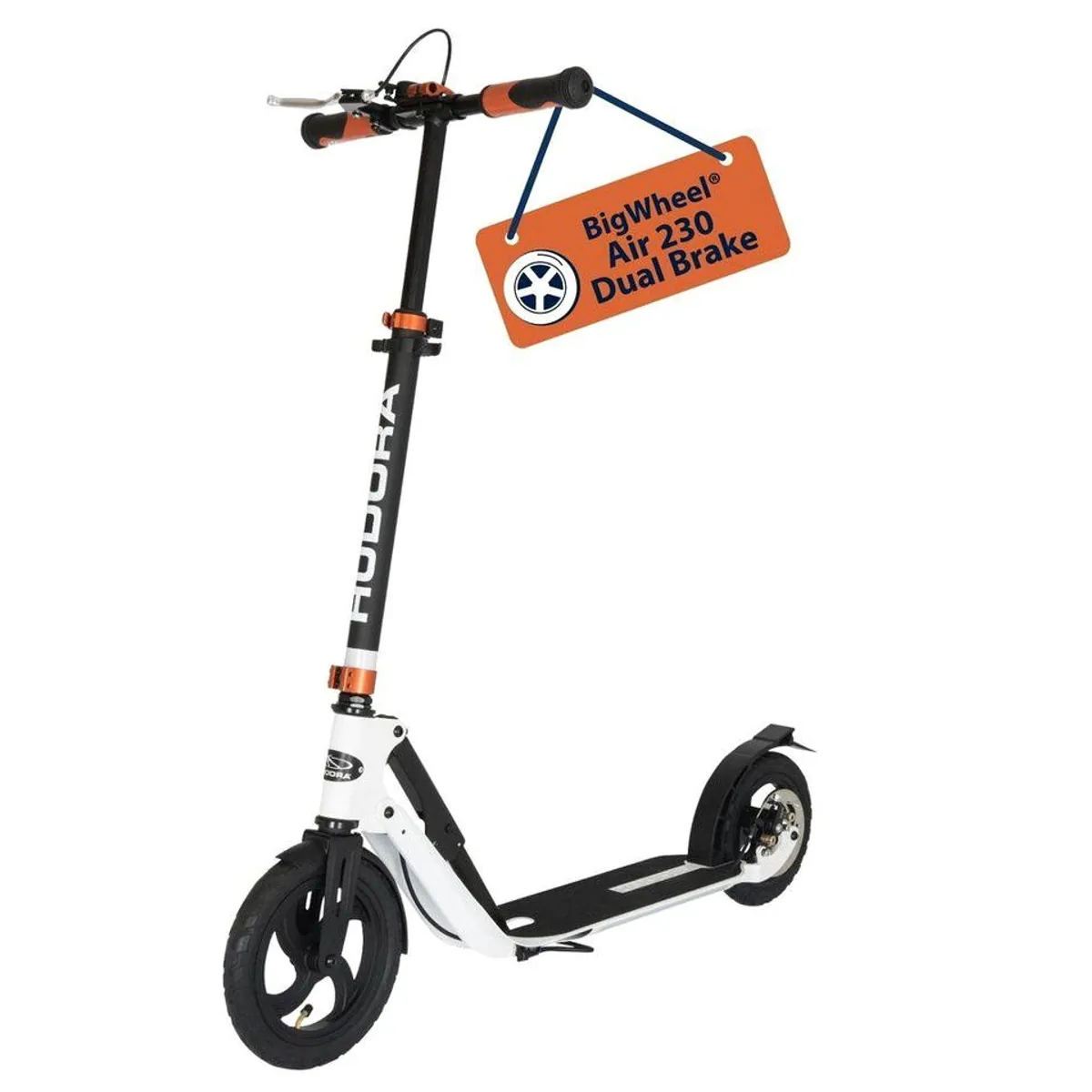 0-75f400979df0254d.webp Hudora BigWheel Air 230 Dual Brake Scooter, 230 mm Luftreifen, höhenverstellbar, faltbar - Image 1