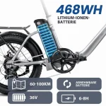 SAXXX E-Bike Klapprad, 468Wh Akku, 100 km Reichweite, klappbar - Image 3