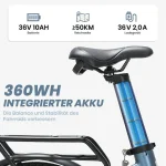 JOBOBIKE ACE Pro E-Bike Klapprad 20", 110 km Reichweite, 250W Motor, faltbar - Image 5